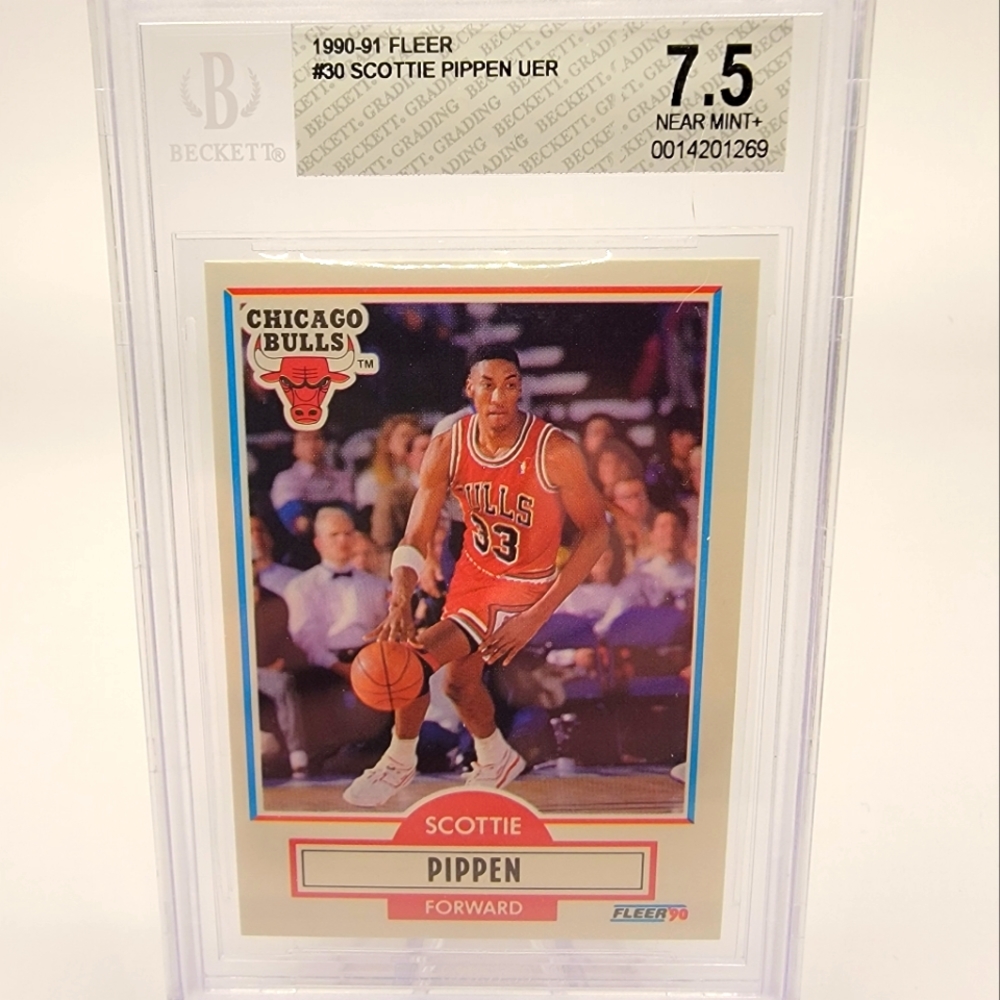 Scottie Pippen #30 fleer 1990 - 1991 graded 7.5 sports cards